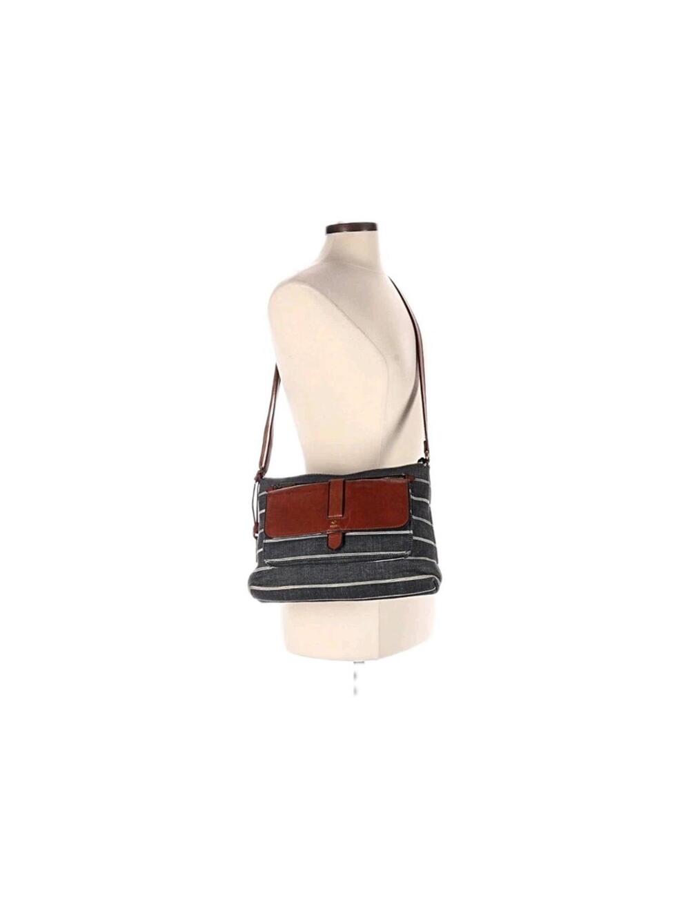 FOSSIL Kinley bohemian gray stripes Crossbody Bag womens - Picture 2 of 11